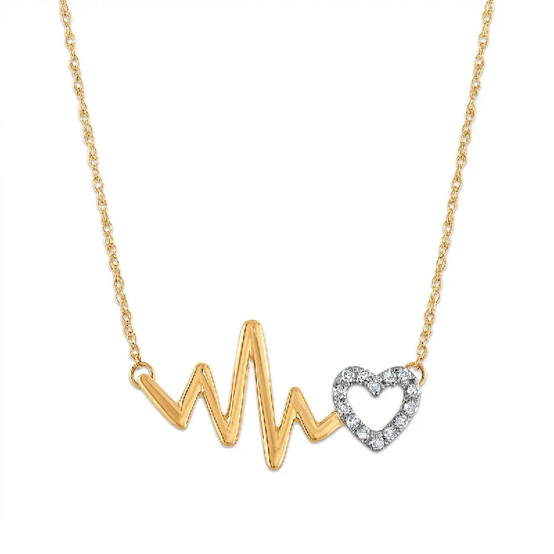 1/10 CTW Diamond Heartbeat Necklace in 10KT Yellow Gold