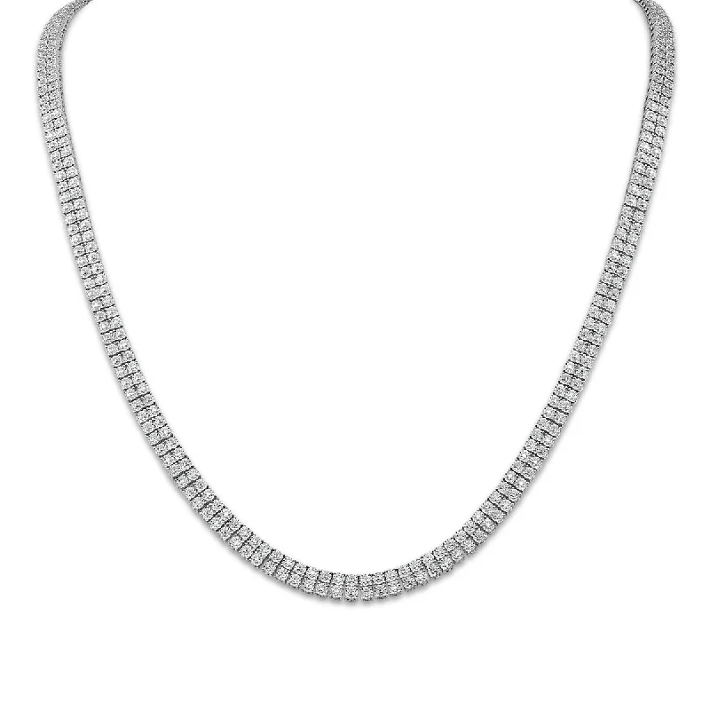 1/2 CTW Diamond 24-inch Double Row Tennis Necklace in Rhodium Plated Sterling Silver