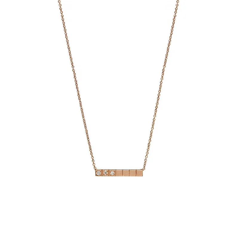 14 Karat Rose Gold Bar Diamond Necklace