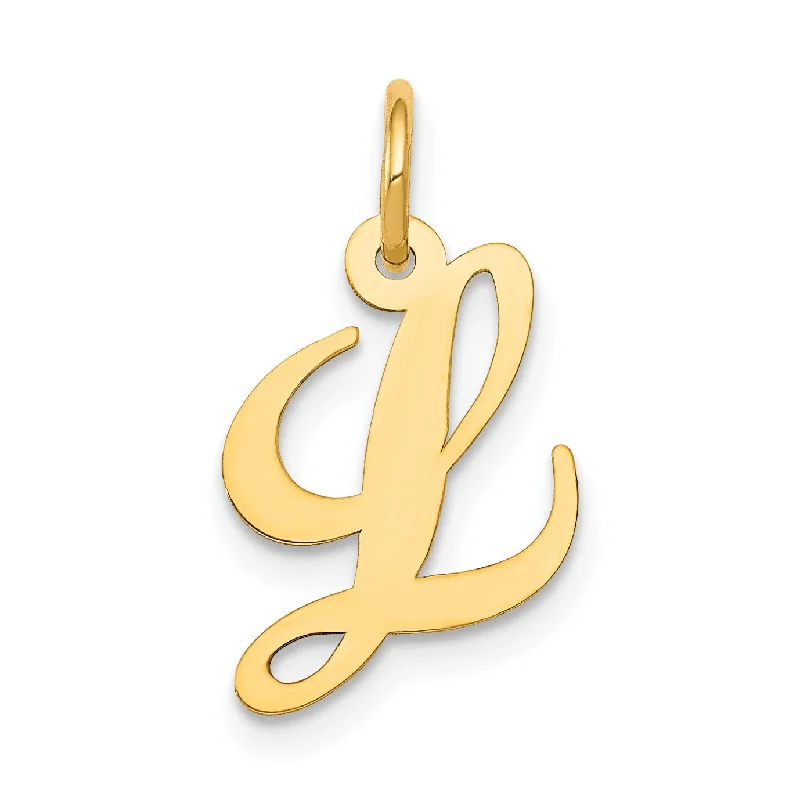 14K Small Fancy Script Initial L Charm