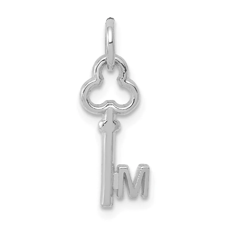 14KT White Gold 19X4MM Initial Key Pendant; Initial M. Chain not Included