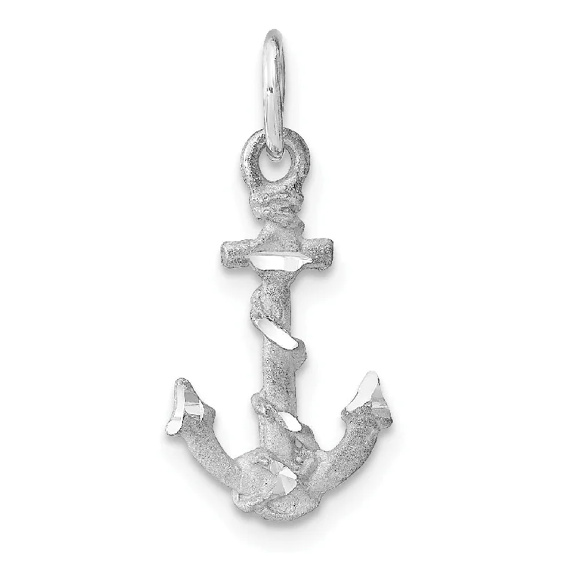 14KT White Gold 22X10MM 10MM Three Dimensional Anchor Pendant-Chain Not Included