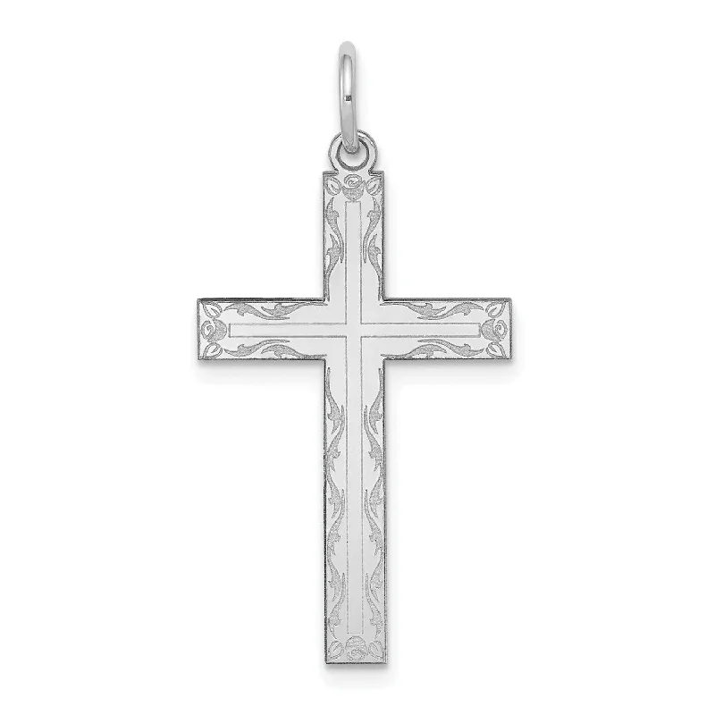 14KT White Gold 32X17MM Cross Pendant. Chain Not Included