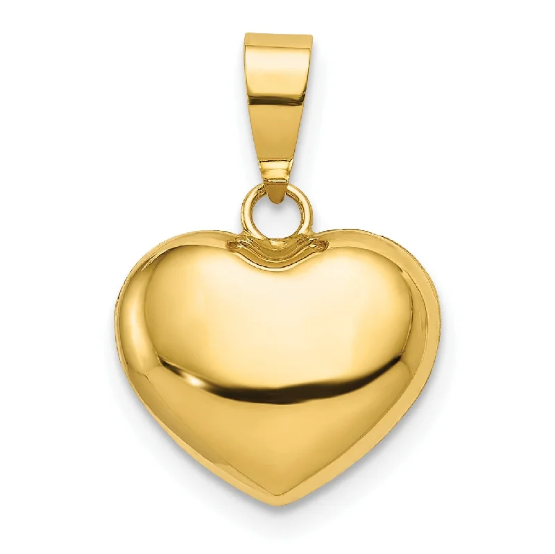 14KT Yellow Gold 16X12MM Three Dimensional Heart Pendant. Chain Not Included