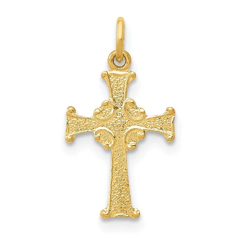 14KT Yellow Gold 18X10MM Cross Pendant. Chain Not Included