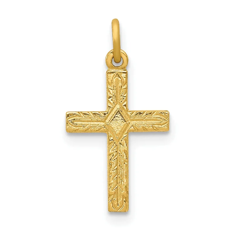 14KT Yellow Gold 18X10MM Cross Pendant. Chain Not Included