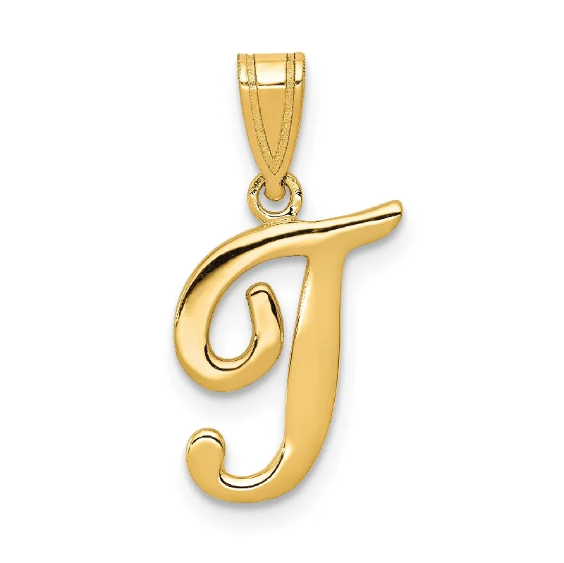 14KT Yellow Gold 18X12MM Initial Pendant; Initial T. Chain not Included