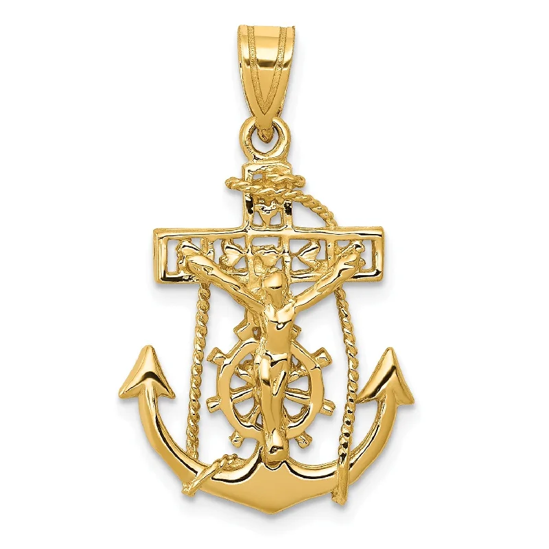 14KT Yellow Gold 29X18MM Mariners Cross Pendant-Chain Not Included