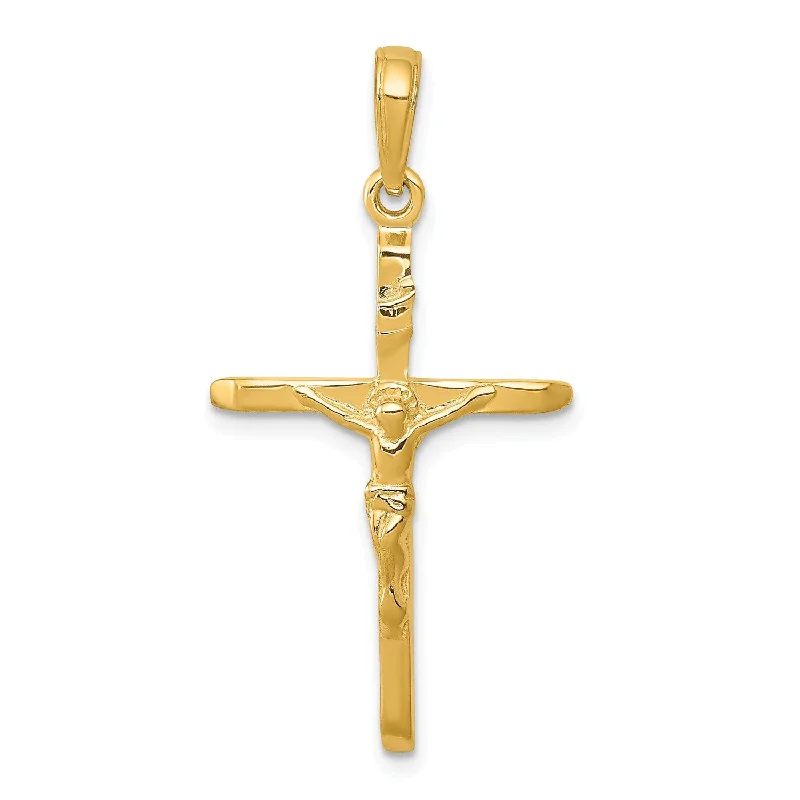 14KT Yellow Gold 34X19MM Crucifix Cross Pendant. Chain Not Included