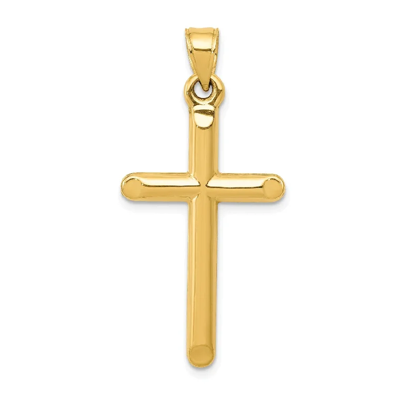 14KT Yellow Gold 35X17MM Three Dimensional Cross Pendant-Chain Not Included