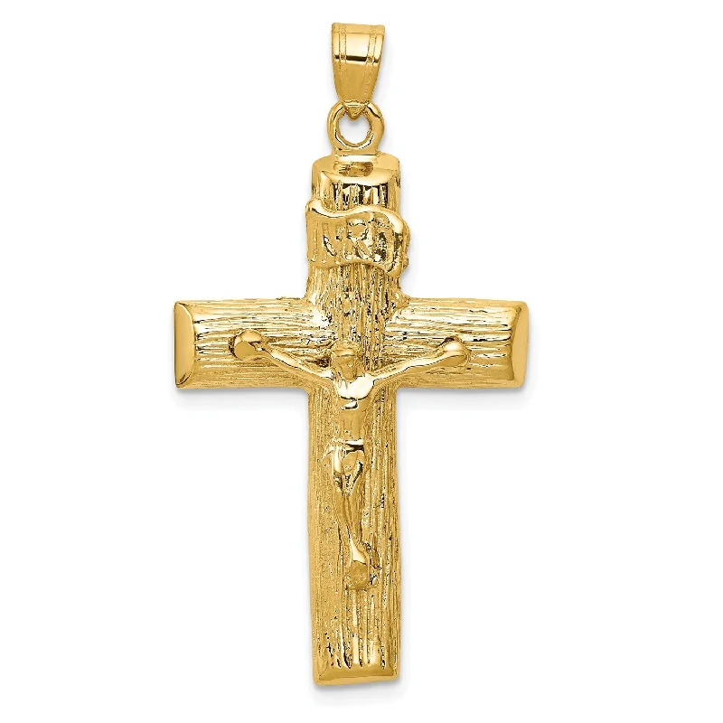 14KT Yellow Gold 45X24MM Crucifix Cross Pendant-Chain Not Included