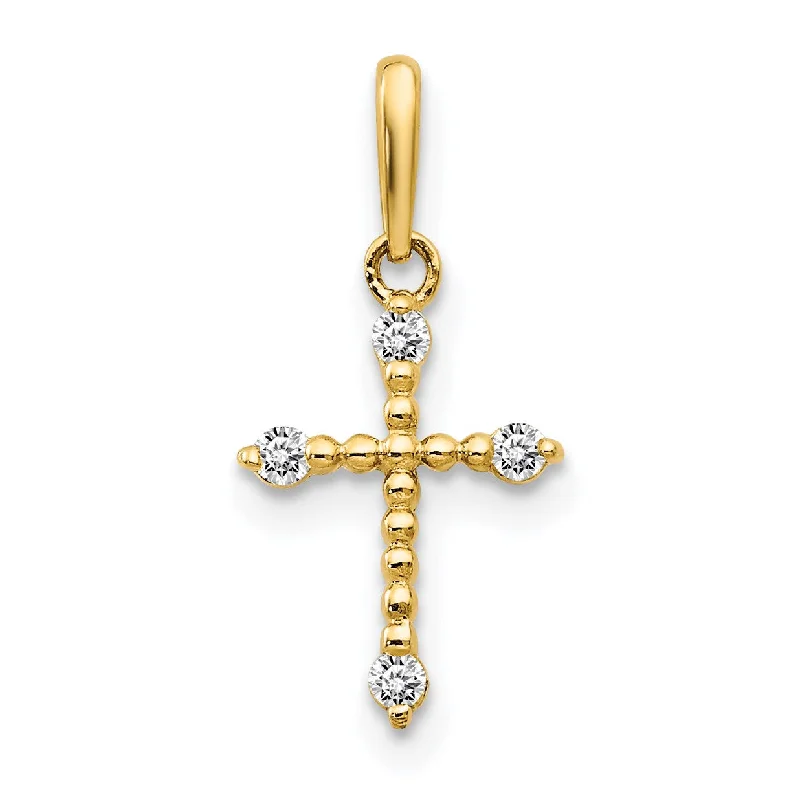 14KT Yellow Gold Cubic Zirconia Childrens Cross Pendant. Chain Not Included