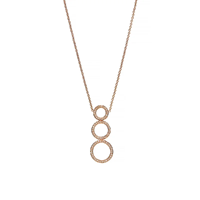 18 Karat Rose Gold 3 Circle Diamond Necklace