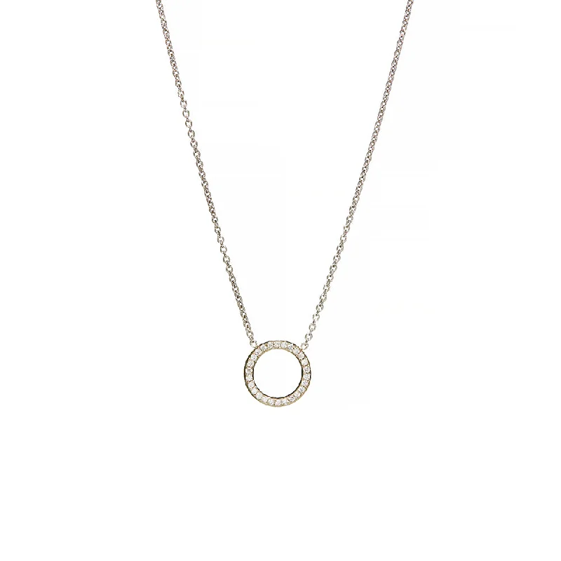 18 Karat White Gold Circle Diamond Necklace