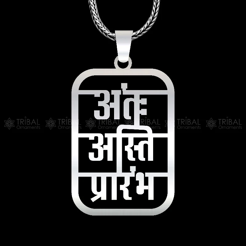 925 sterling silver handmand Antah Asti Prarambh pendant nsp894