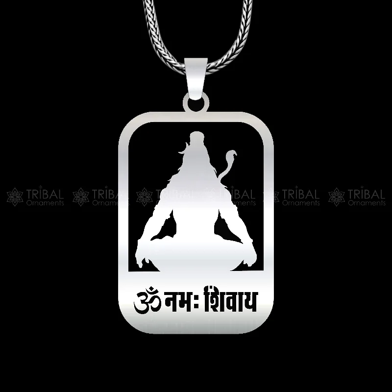 925 sterling silver handmand " Aum namah sivay " locket shiv mantra pendant nsp893