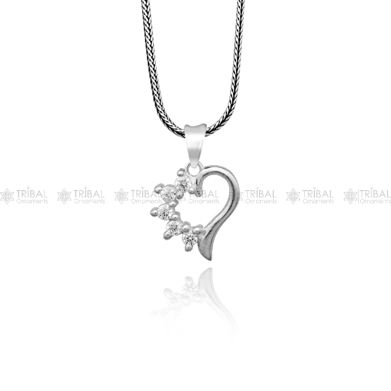 925 Sterling silver heart design diamond pendant nsp936