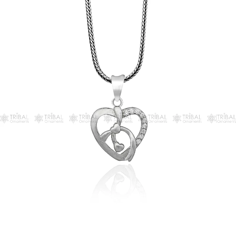 925 Sterling silver heart design diamond pendant nsp934