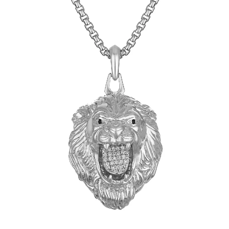 Bulova Marc Anthony Collection Sterling Silver and 1/5 CTW Diamond Lion Pendant