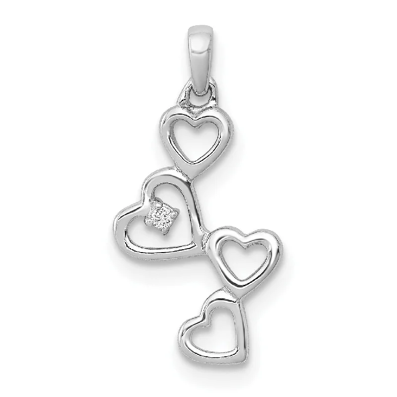 Diamond Accent Heart Pendant in 14KT White Gold. Chain not Included