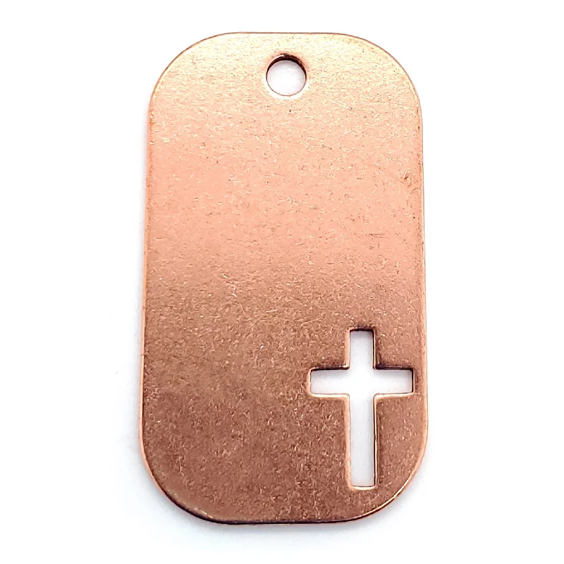 Copper Blank Cross Cutout Dog Tag Pendant / SBB0184