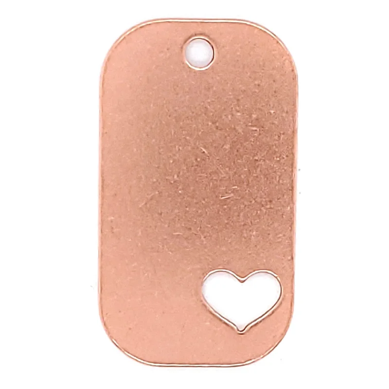 Copper Blank Heart Cutout Dog Tag Pendant / SBB0185