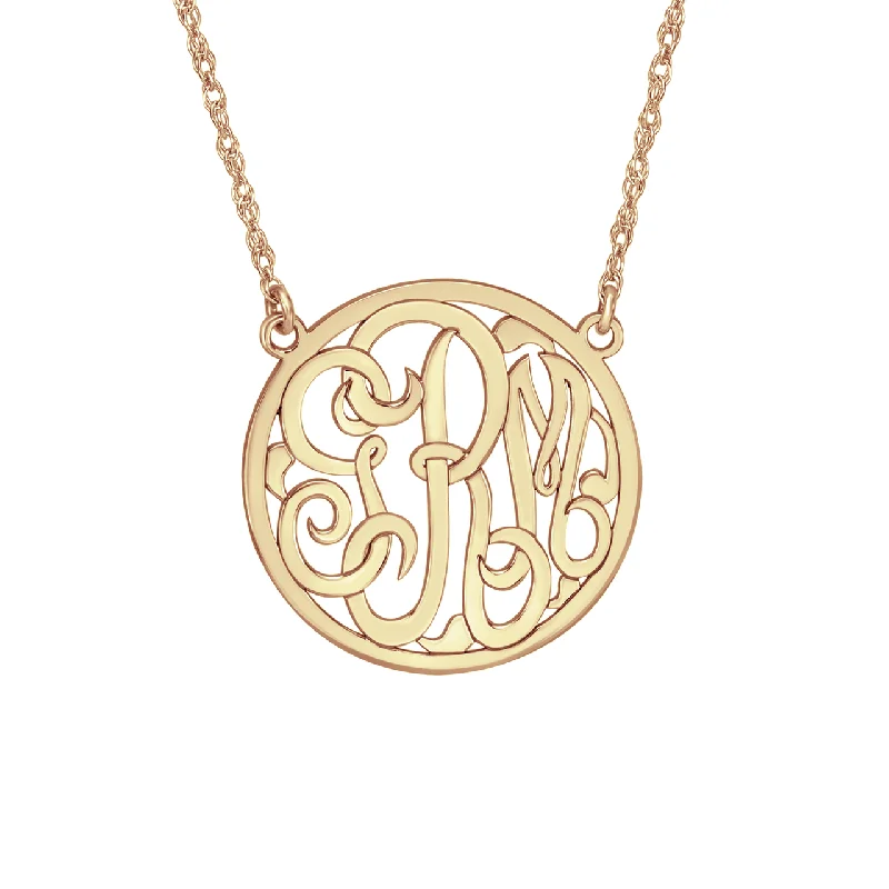 Fink's 15mm Classic Bordered Monogram Necklace