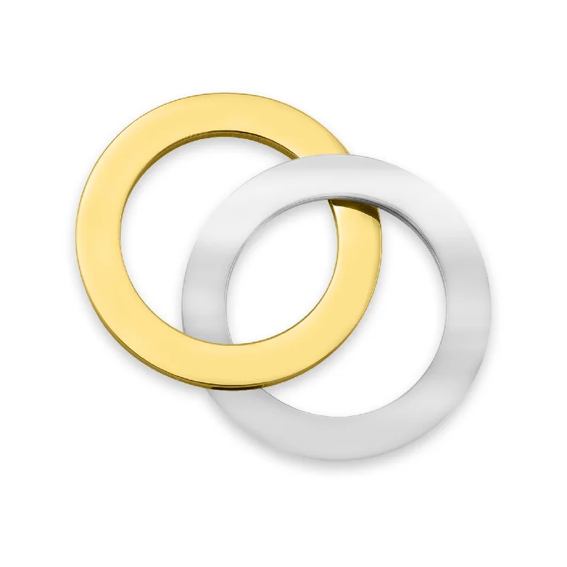 18K Gold PVD Coated And Stainless Steel Blank Interlinked Rings / SBB0196