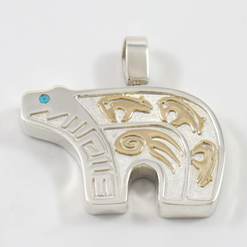 Gold on Silver Bear Pendant