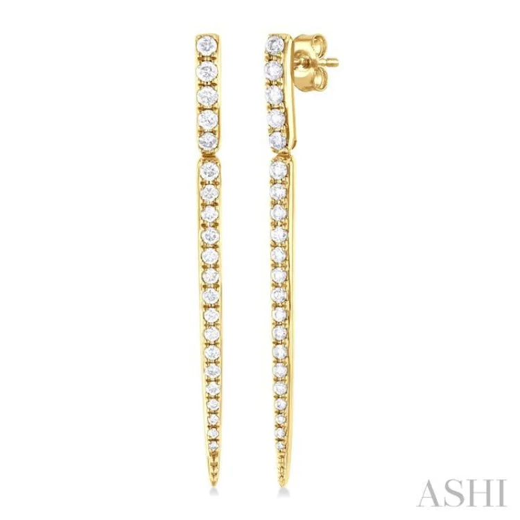 1/2 ctw Icicle Single Cut Diamond Long Tennis Earrings in 14K Yellow Gold