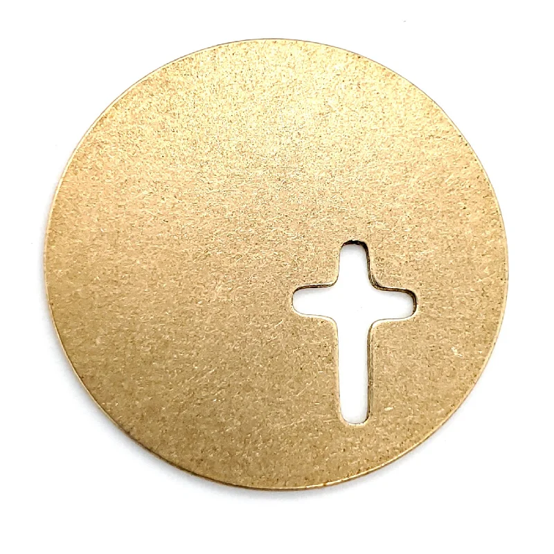 Brass Blank Round Cross Cutout Pendant / SBB0206