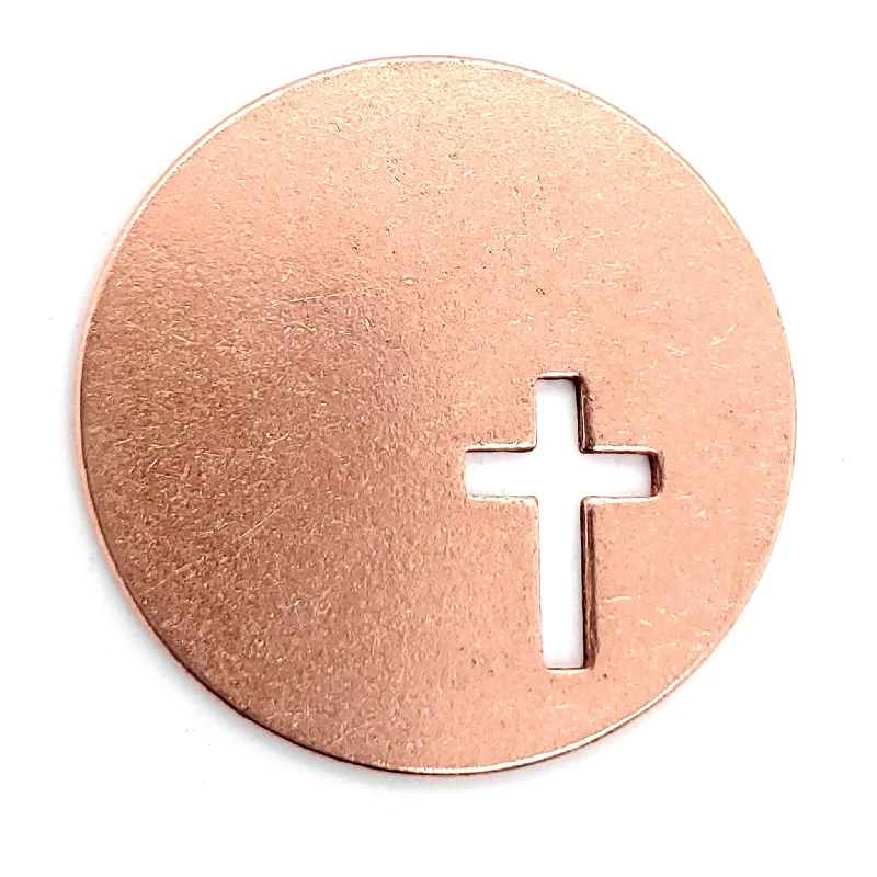 Copper Blank Round Cross Cutout Pendant / SBB0183