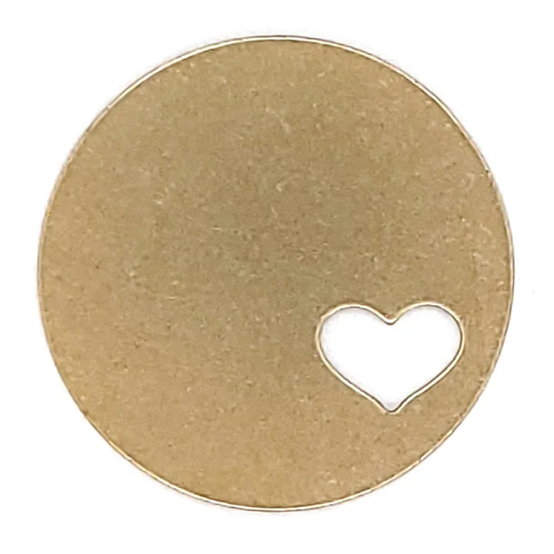 Brass Blank Round Heart Cutout Pendant / SBB0202