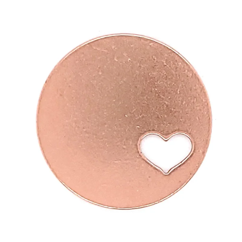 Copper Blank Round Heart Cutout Pendant / SBB0182