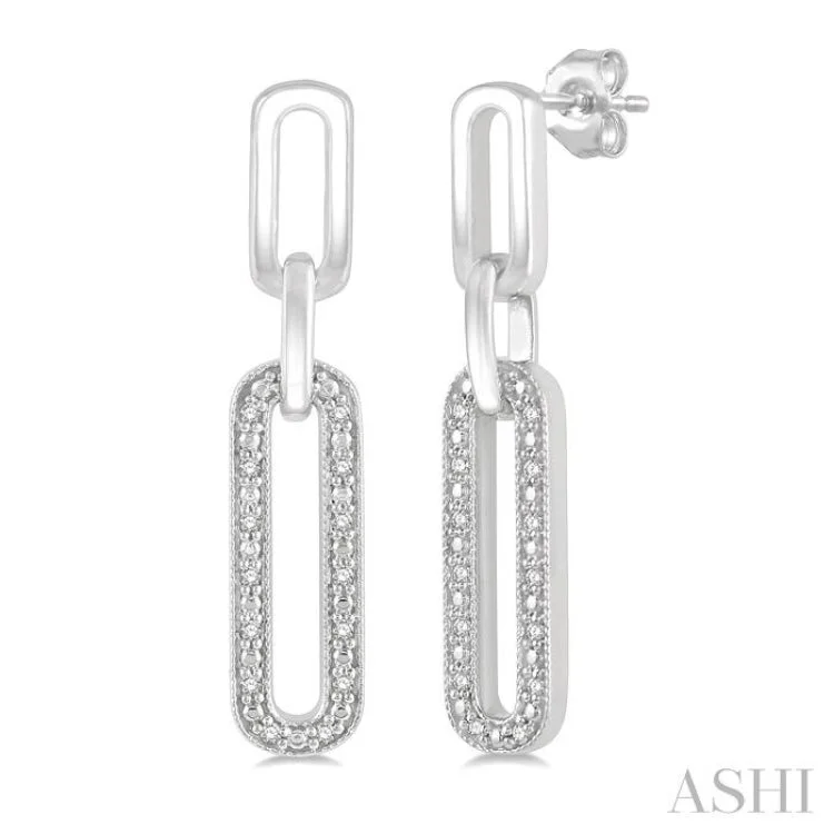 1/10 ctw Round Cut Diamond Paper Clip Earring in Silver