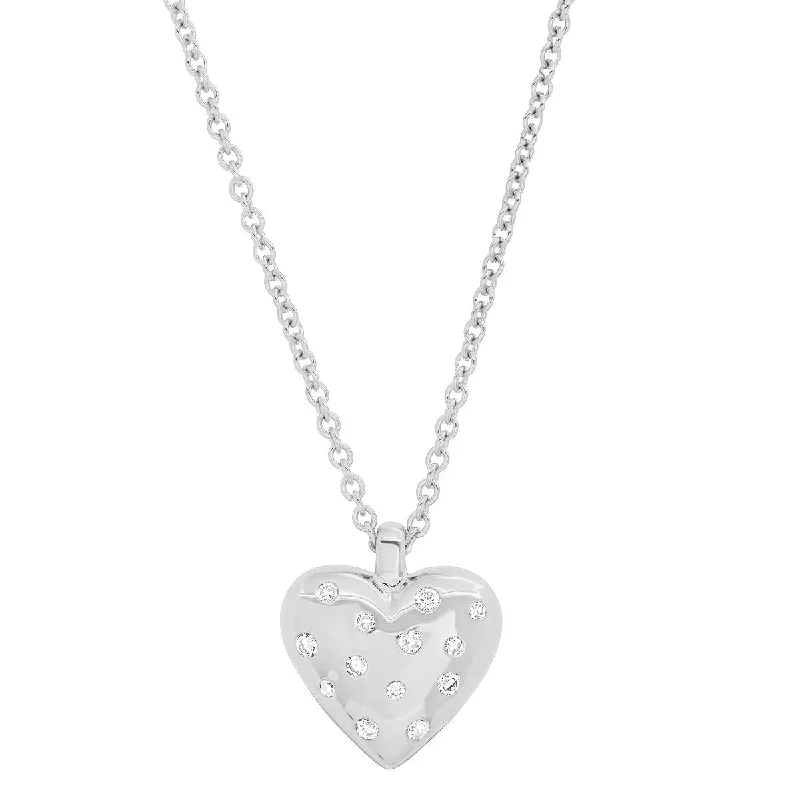 Small Reversible Diamond and Gold Puffy Heart Necklace