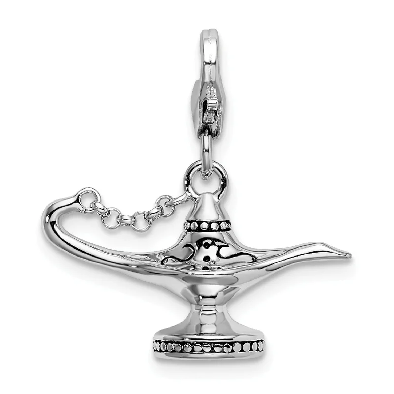 Sterling Silver 33X22MM Magic Lamp Charm