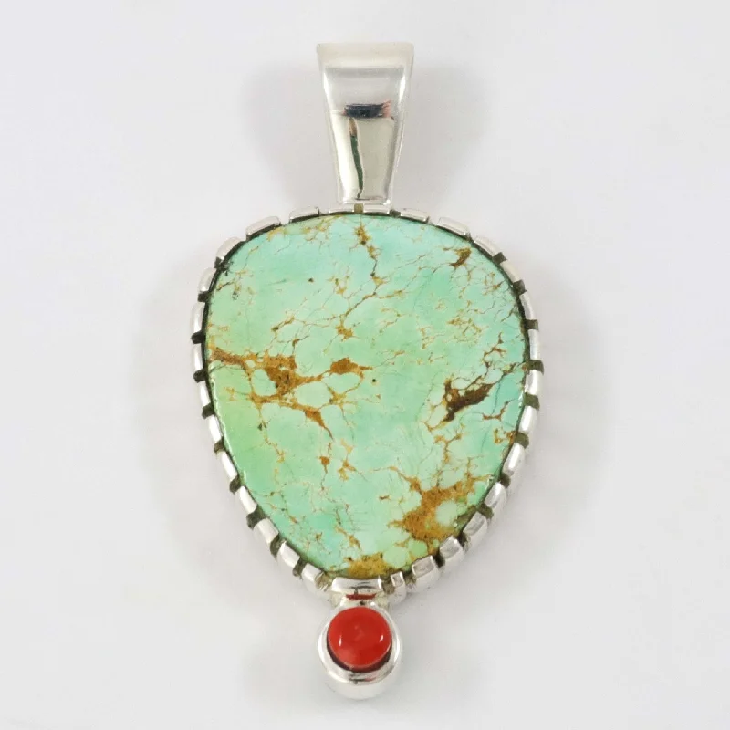 Turquoise and Coral Pendant