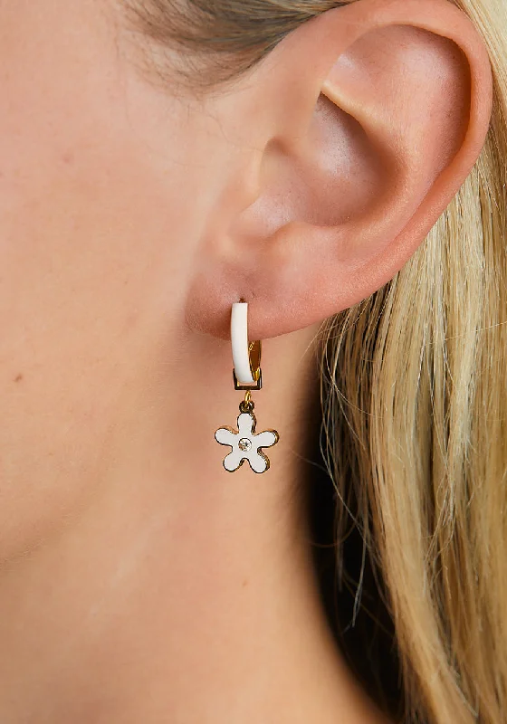 White Enamel Flower Charm