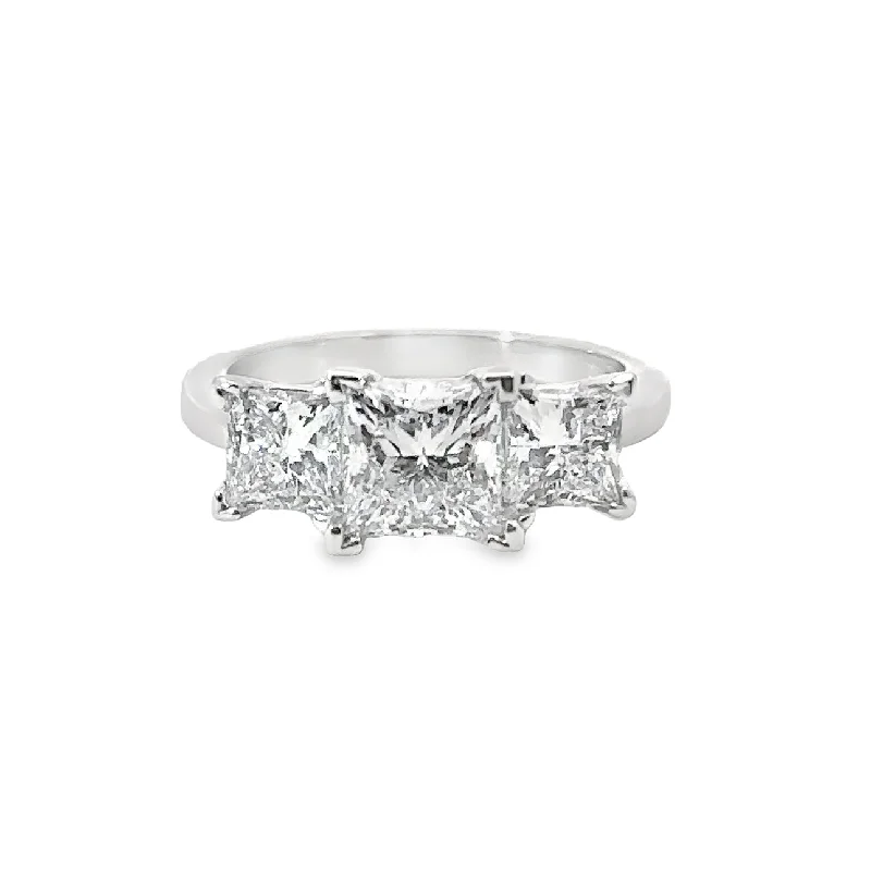 Lab Grown Diamond Platinum Three Stone Engagement Ring