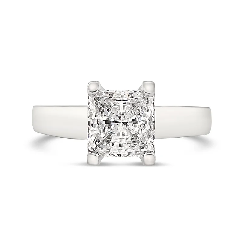 Lab Grown Platinum Princess Cut Diamond Solitaire Engagement Ring