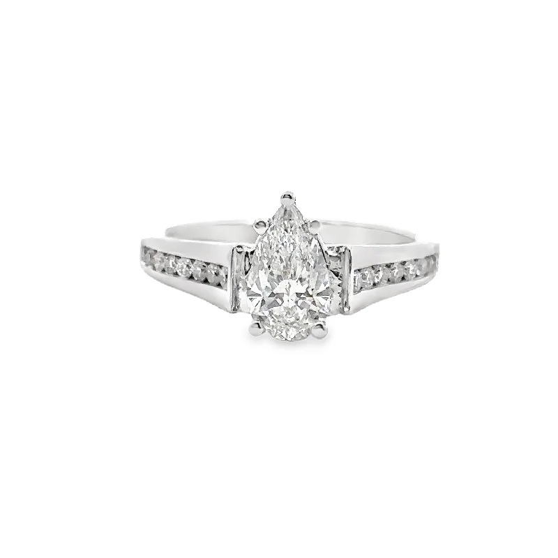 Lab Grown White Gold Pear Shape Diamond Engagement Ring