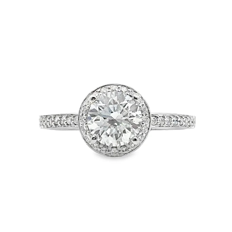 White Gold Lab Grown Diamond Halo Engagement Ring