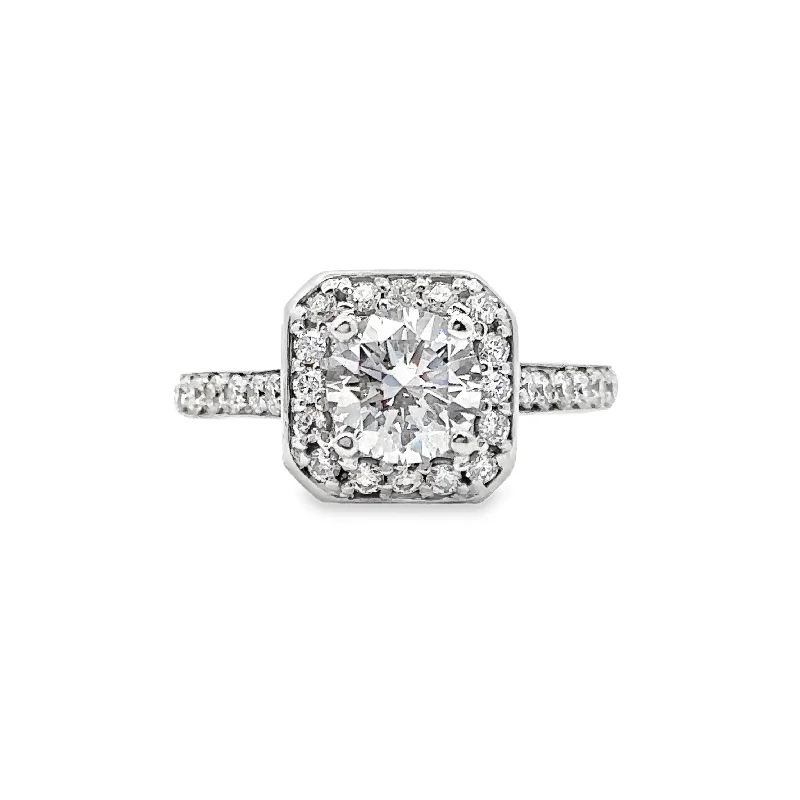 Lab Grown White Gold Diamond Halo Engagement Ring