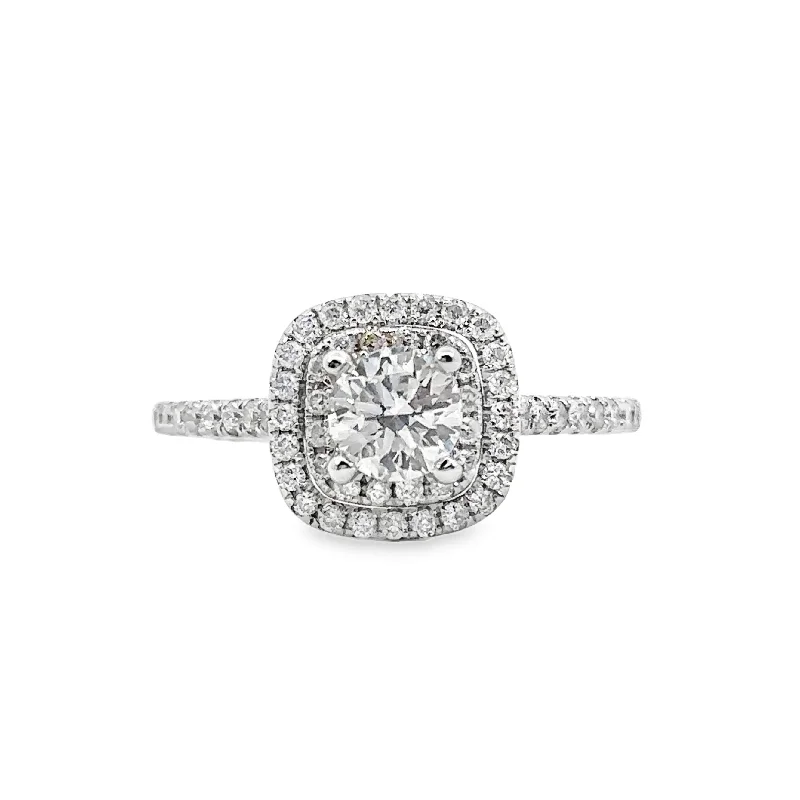 White Gold Double Halo Diamond Engagement Ring