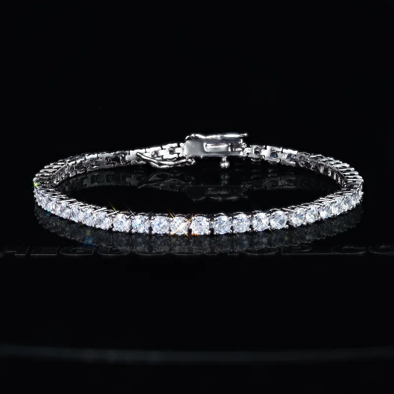 3mm 18K Yellow Gold-Plated AAA CZ Iced Tennis Bracelet