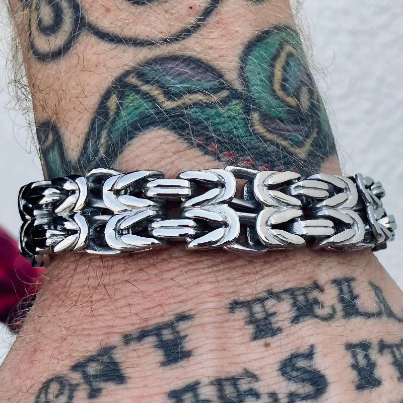 Viking Bracelet - Chain Mail - Custom - Silver - 1/2 inch wide - B103