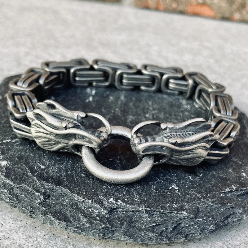 2 Dragon Head Bracelet - Galvanized - Deluxe - B80 CLEARANCE