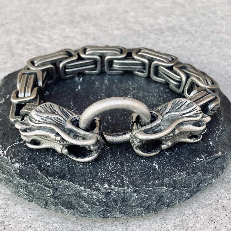 2 Dragon Head Bracelet - Galvanized - Heritage - B81 CLEARANCE