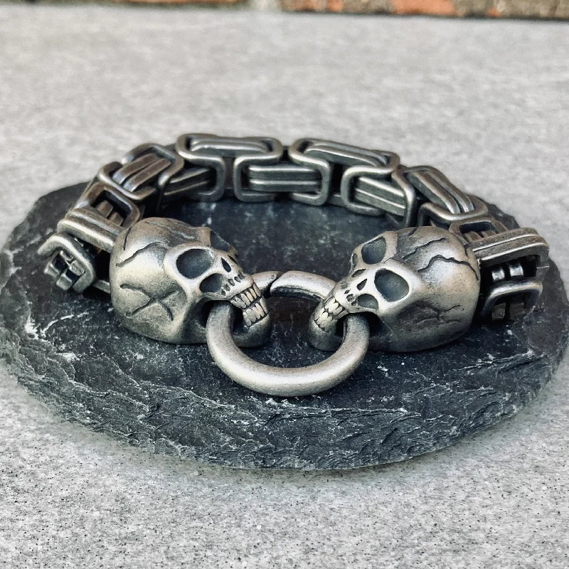 2 Skull Bracelet - Galvanized - Heritage - B85 CLEARANCE